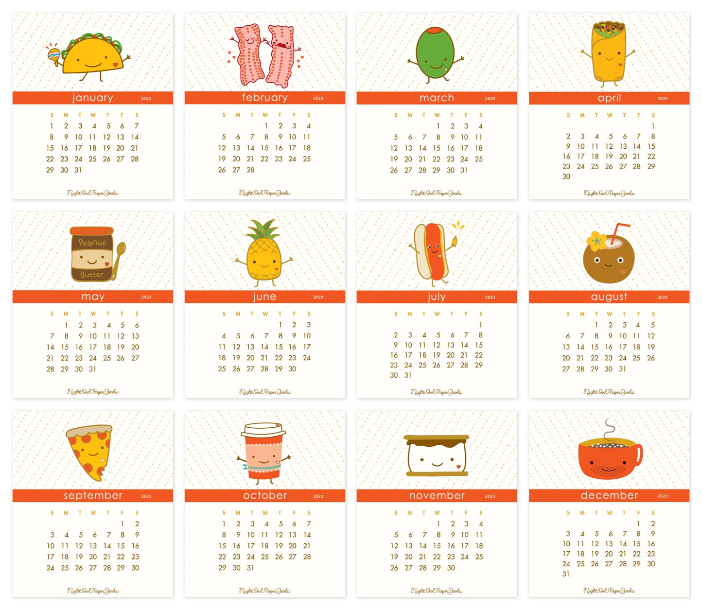 2023 Fun Food Desk Calendar ‹ Calendars ‹ Desk « Night Owl Paper Goods