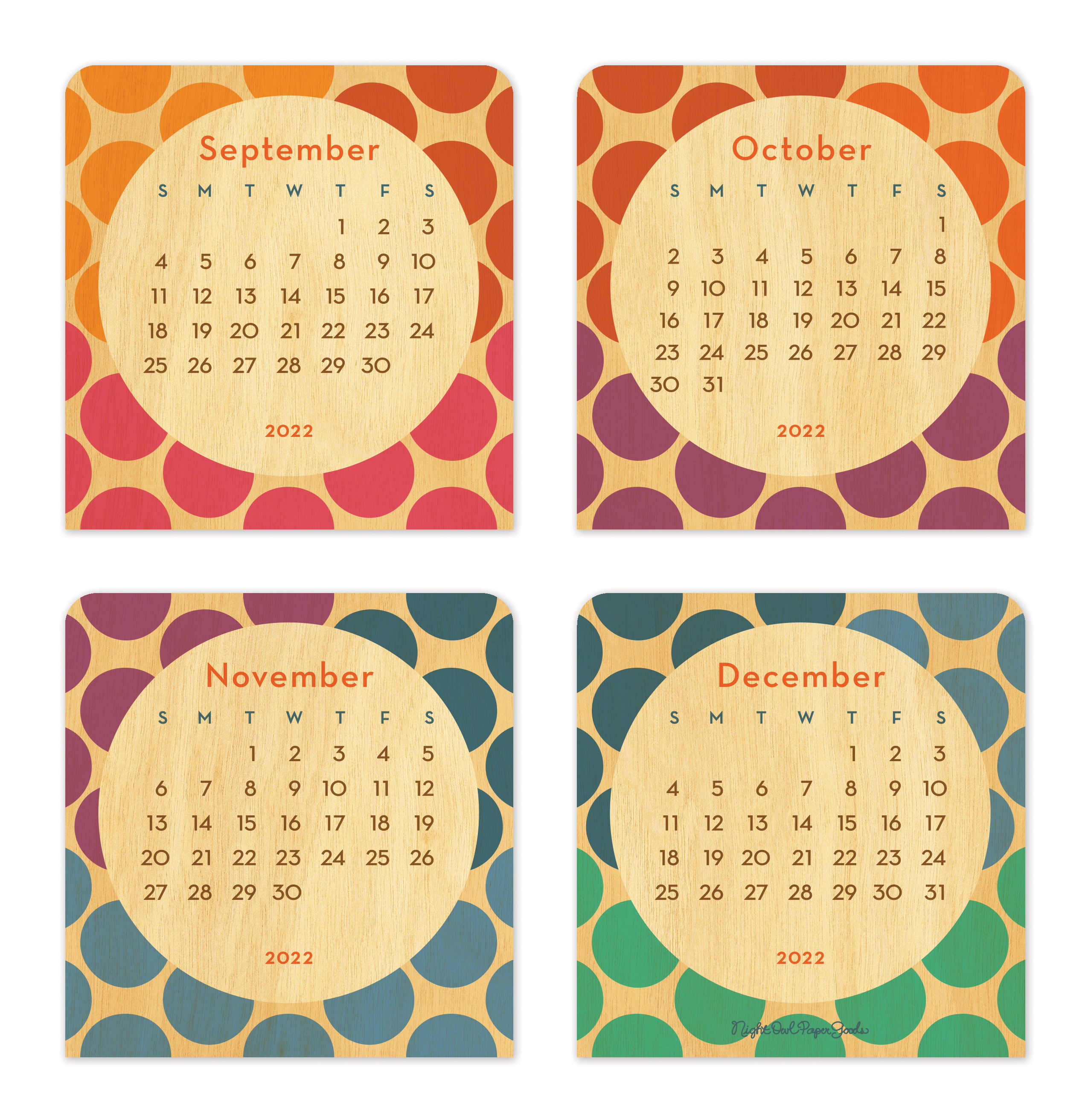 2022 Big Dot Mini Calendar by Night Owl Paper Goods