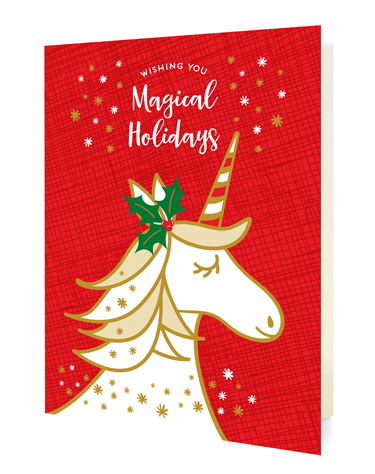 Magical Unicorn Black Holiday Cards & Enamel Pin Set ‹ Cards & Enamel Pin  Sets ‹ Holiday « Night Owl Paper Goods — Stationery & Wood Gifts